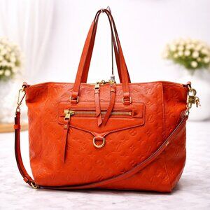 Authentic Louis Vuitton Lumineuse PM Empreinte Orange Leather Tote Crossbody Bag